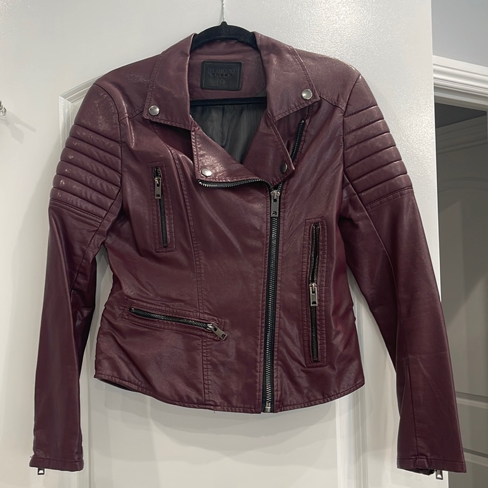 Blanknyc faux leather jacket in burgundy